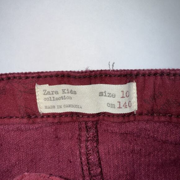 Zara Kids Girls Youth Corduroy Cotton Skirt Burgundy Size 10 - Picture 4 of 4